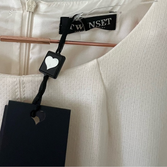 NWT Twinset Simona Barbieri belted dress in cream size S - Picture 8 of 15